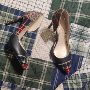 Jessica Simpson Plaid and Leopard Heels